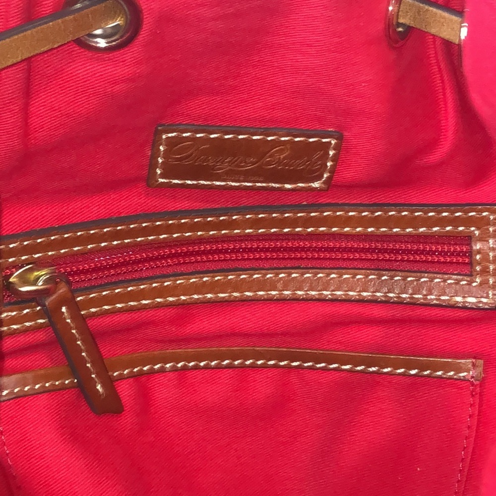 DOONEY BOURKE Honey Suede Bucket Bag w/ Brown Leather Drawstring Tassel Pull - Picture 12 of 17